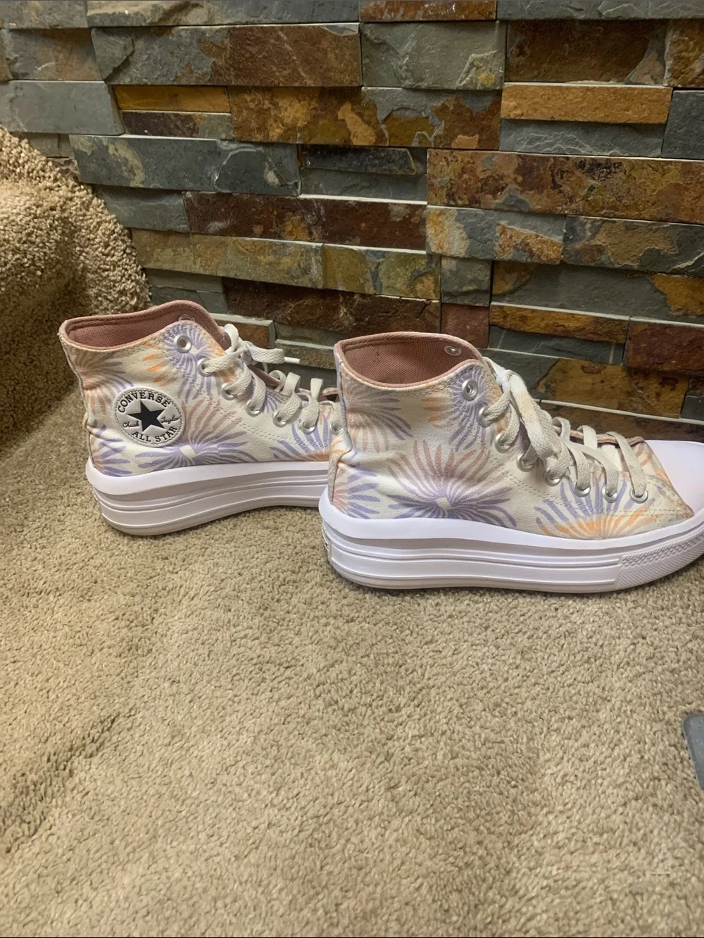Converse High Top Platform Sneakers - Pink, Cream & Lavender Floral